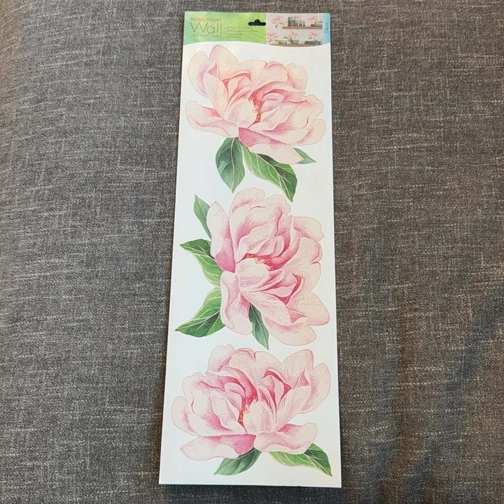 Pink peach watercolor peonies flowers wall decals brand new